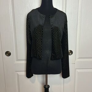 ENDLESS BLU BLACK VELVET GOLD DETAIL CROP JACKET
